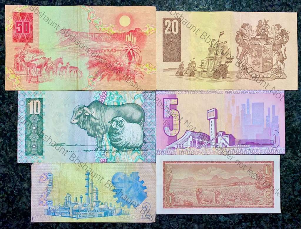 SET OF VARIOUS GOVERNOR & DECIMALS R50 SCARCE BA SERIE'S TO R2AA REST B PREFIX (R1 TW DE JONGH 1975)