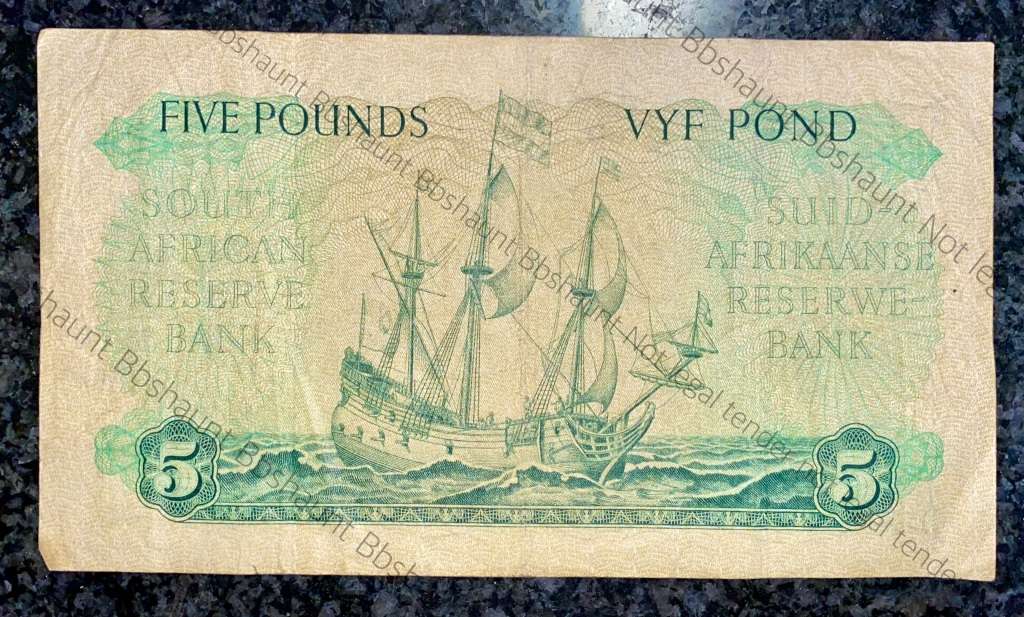 MH DE KOCK 5 POUND 14-05-1959 E/A 3RD ISSUE C73 VAN RIEBEECK WTM