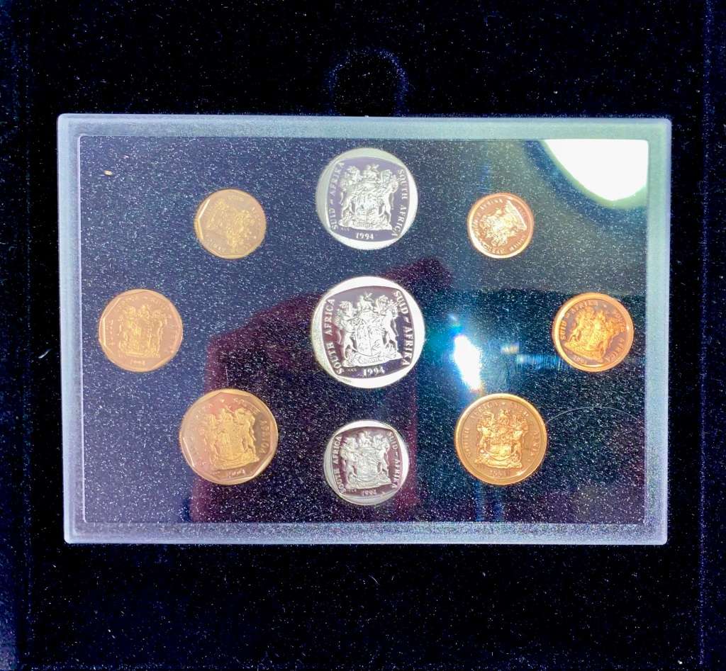 SOUTH AFRICA MINT PROOF COIN SET R5 TO 1 CENT -- 1994 -- IN ORIGINAL BOX