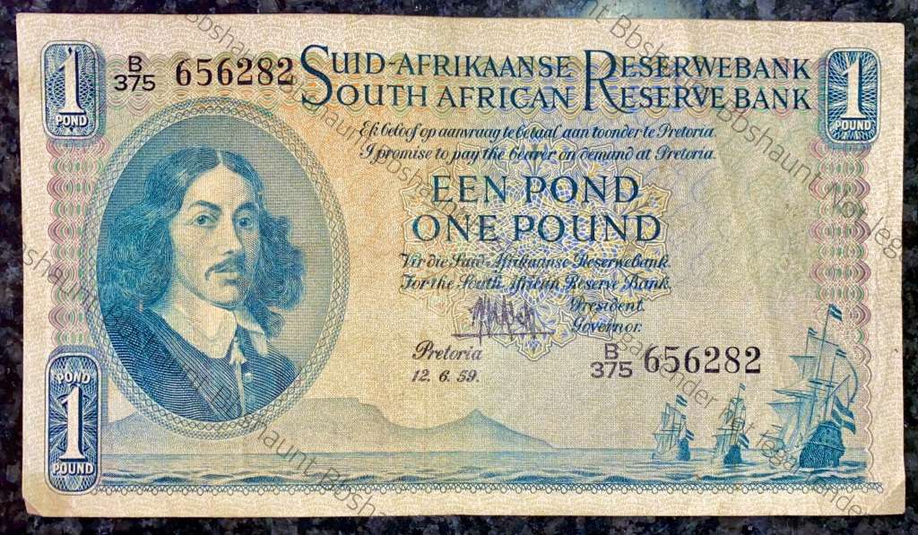 MH DE KOCK 1 POUND 12-6-1959 A/E 3RD ISSUE B375