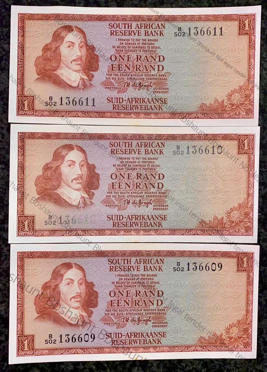 TW DE JONGH R1 IN SEQUENCE B502 /136611-609 UNC 1975 3RD ISSUE(1 BID TAKES ALL)