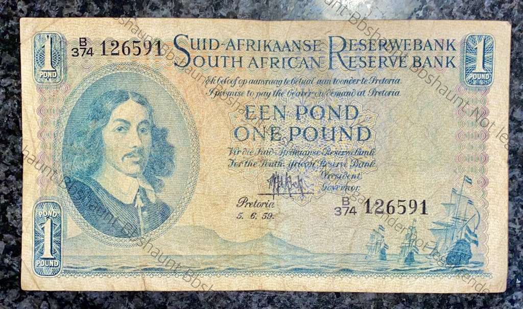 MH DE KOCK 1 POUND 5-6-1959 A/E 3RD ISSUE B374