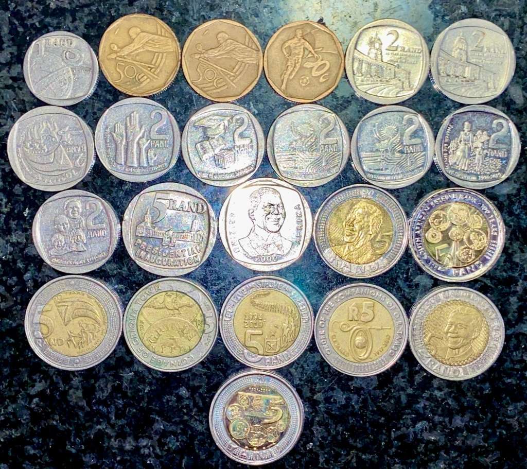 COMPLETE SET OF ALL SOUTH AFRICAN COMMEMORATIVE COINS 1994 TO 2021 - 50 CENT TO R5 GOOD CONDITION