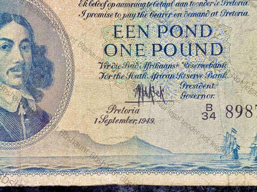 MH DE KOCK 1 POUND 1ST SEPTEMBER 1949 A/E 1ST ISSUE B34