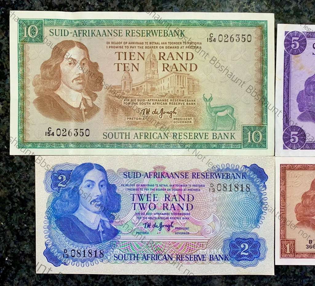 COMPLETE SET OF TW DE JONGH & DECIMALS R10 TO R1 GOOD CONDITION MOSTLY SPRINGBUCK WTM(1 BID TAKES AL