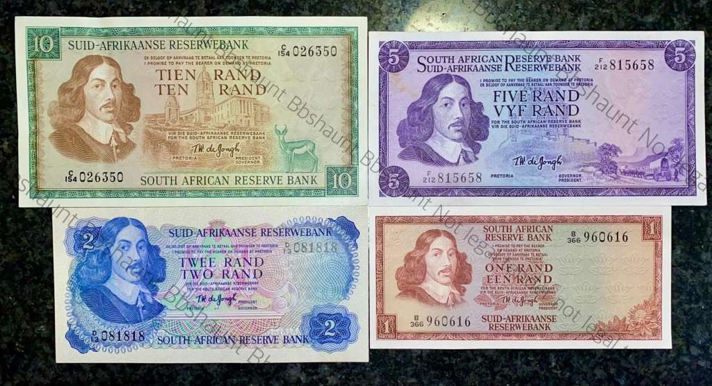 COMPLETE SET OF TW DE JONGH & DECIMALS R10 TO R1 GOOD CONDITION MOSTLY SPRINGBUCK WTM(1 BID TAKES AL
