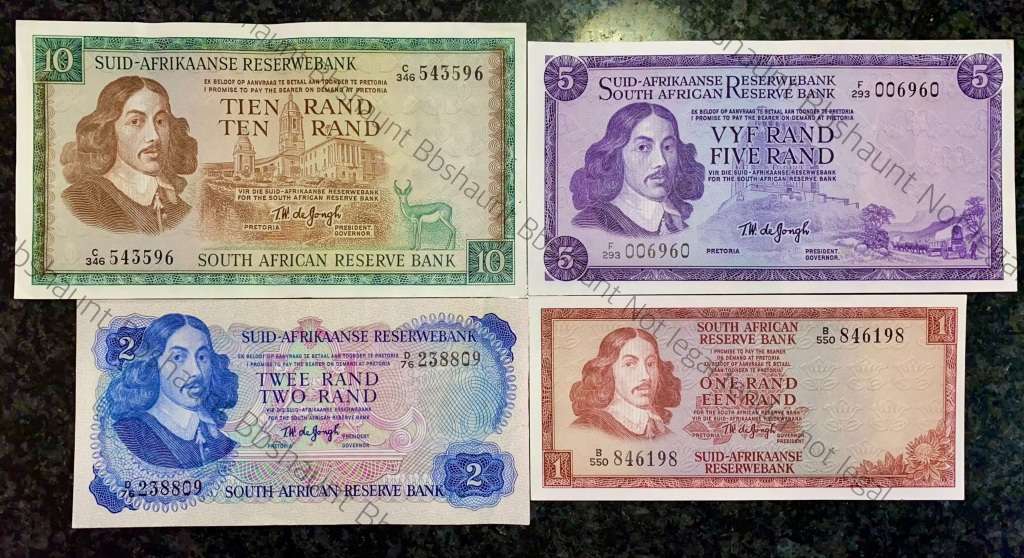 COMPLETE SET OF TW DE JONGH & DECIMALS R10 TO R1 - GOOD CONDITION 1967-1975 ( 1 BID TAKES ALL)