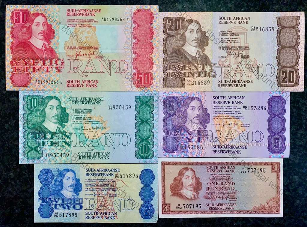 COMPLETE SET OF GPC DE KOCK & DECIMALS R50 TO R2 NICE CONDITION 1980s(R1 TW DE JONGH (1 BID TAKES AL