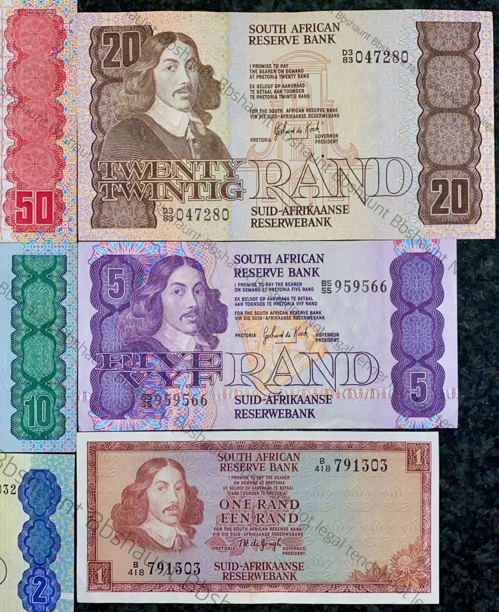 COMPLETE SET OF GPC DE KOCK & DECIMALS R50 TO R2 GOOD CONDITION 1980s(R1 TW DE JONGH (1 BID TAKES AL