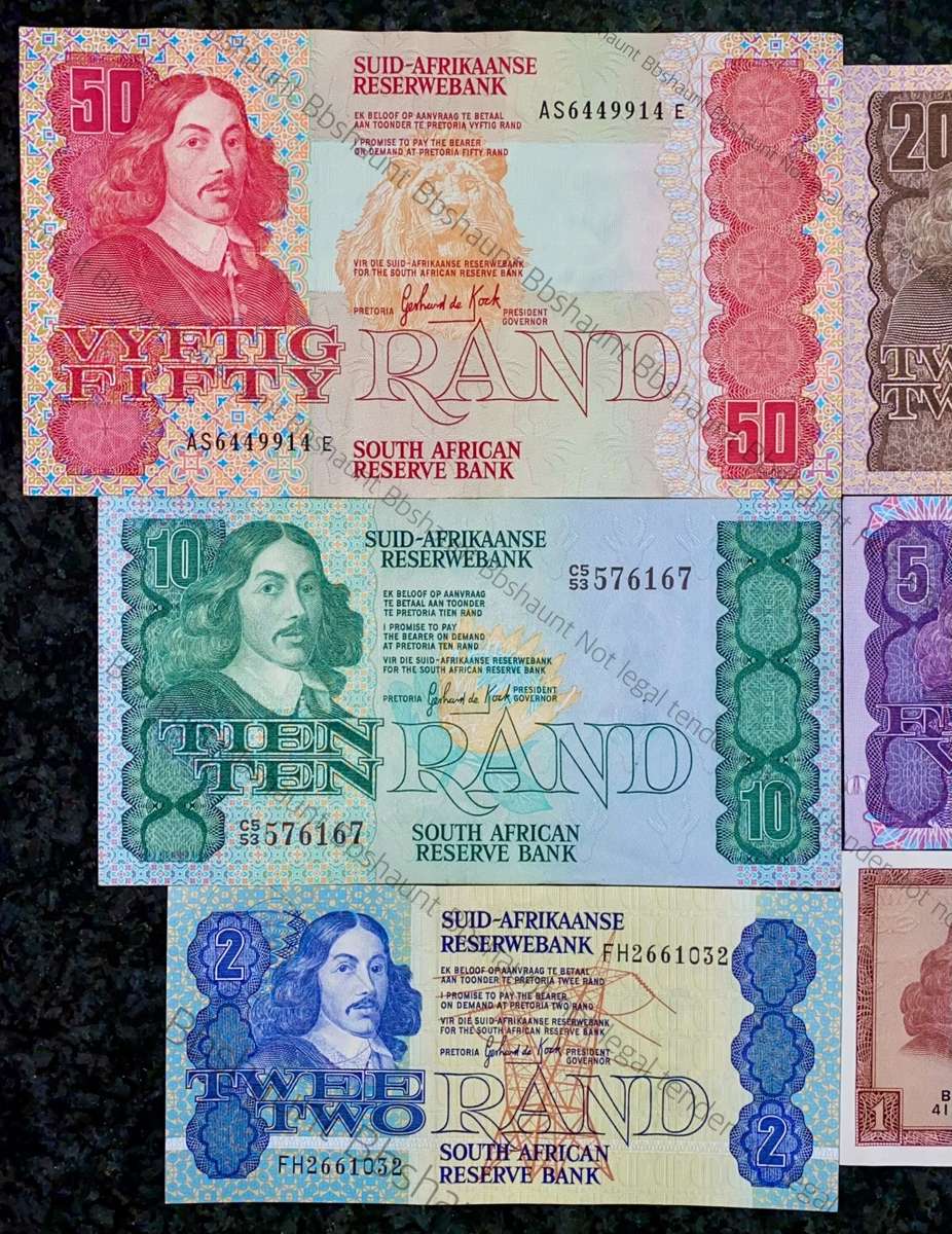 COMPLETE SET OF GPC DE KOCK & DECIMALS R50 TO R2 GOOD CONDITION 1980s(R1 TW DE JONGH (1 BID TAKES AL