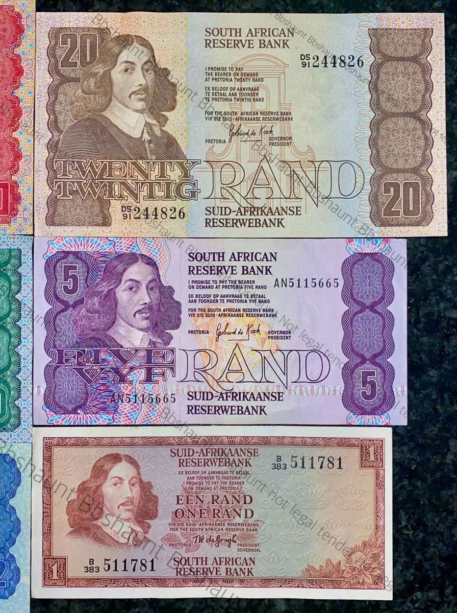 COMPLETE SET OF GPC DE KOCK & DECIMALS R50 TO R2 GOOD CONDITION 1980s(R1 TW DE JONGH (1 BID TAKES AL