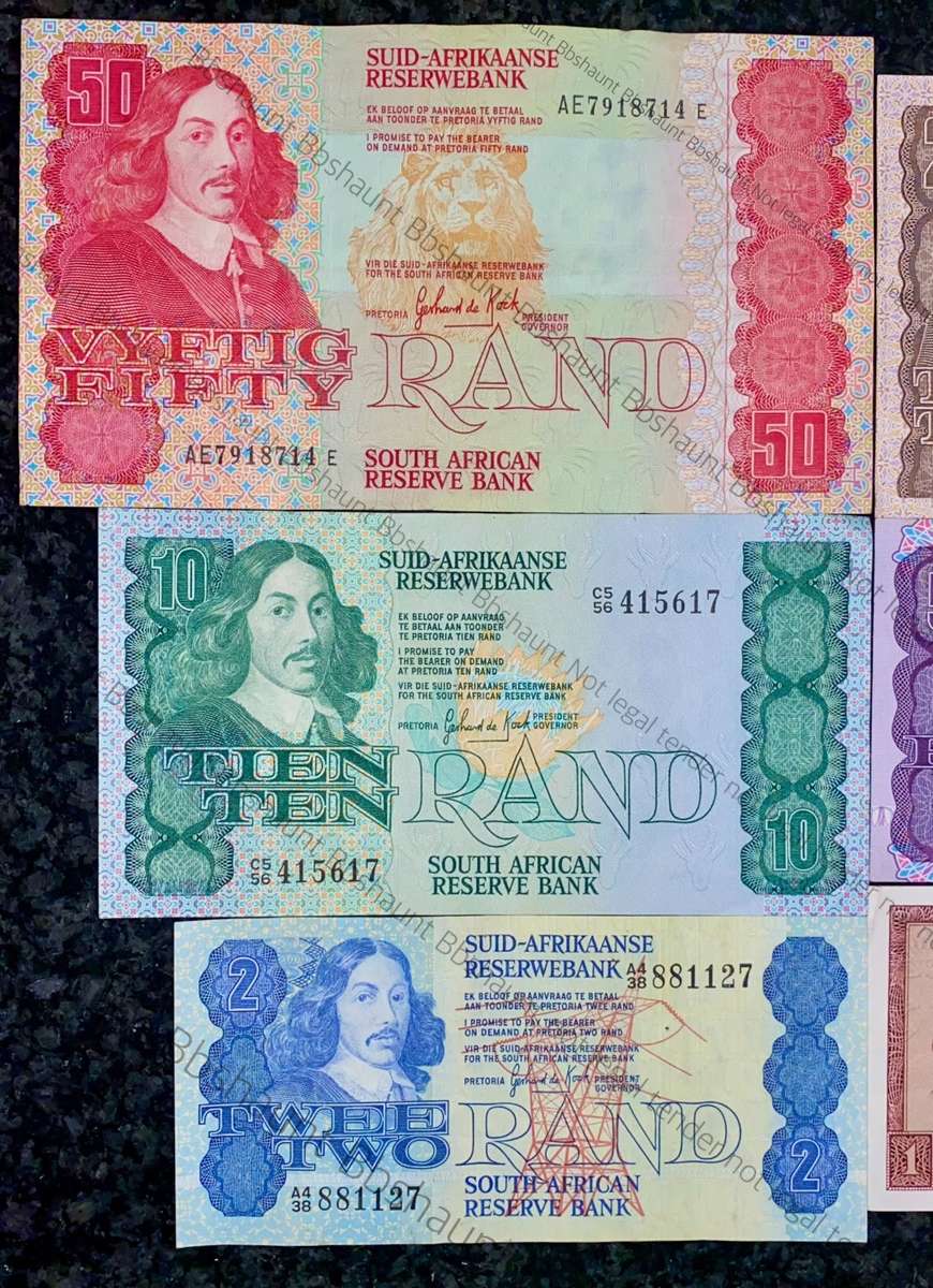 COMPLETE SET OF GPC DE KOCK & DECIMALS R50 TO R2 GOOD CONDITION 1980s(R1 TW DE JONGH (1 BID TAKES AL