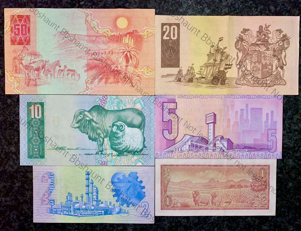 COMPLETE SET OF GPC DE KOCK & DECIMALS R50 TO R2 GOOD CONDITION 1980s(R1 TW DE JONGH (1 BID TAKES AL