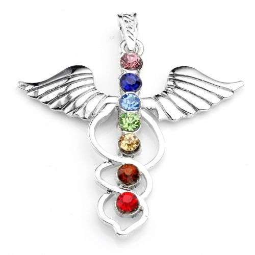 SILVER 7 CYRSTAL CHAKRA PENDANT