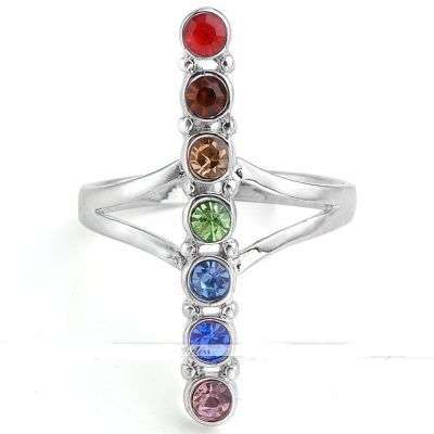 **Winter Sale** - FASHION 7 CRYSTAL CHAKRA RING - SIZE: ADJUSTABLE