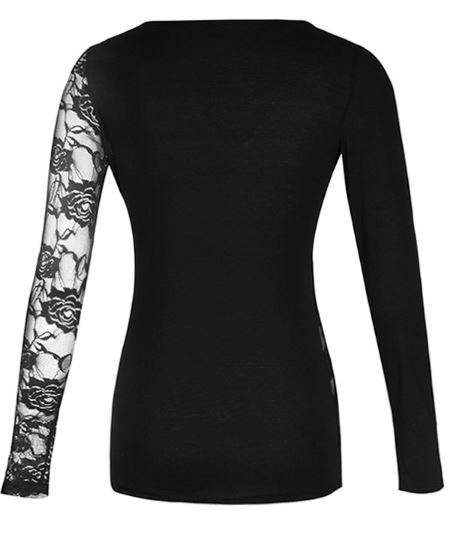 GORGEOUS GOTH BLACK LACE SLEEVE SHIRT - SIZE : 2XL