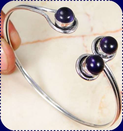 ** HANDCRAFTED ** QUARTZ AMETHYST 925 SILVER BRACELET