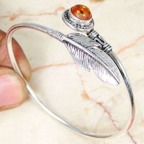 ** HANDCRAFTED ** PRESSED AMBER 925 SILVER BRACELET