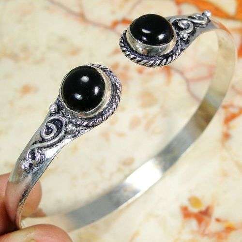 ** HANDCRAFTED ** BLACK ONYX 925 SILVER BRACELET