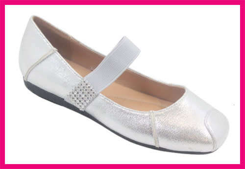 SILVER PUMPS WITH DIAMANTE STRAP - SIZE :  6 OR 7