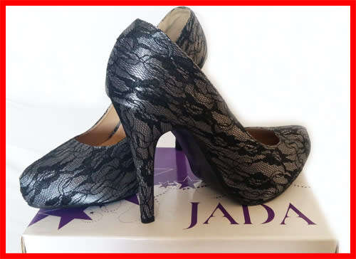 STUNNING BLACK LACE HIGH HEEL SHOES - SIZE : 5 / 6 / 7