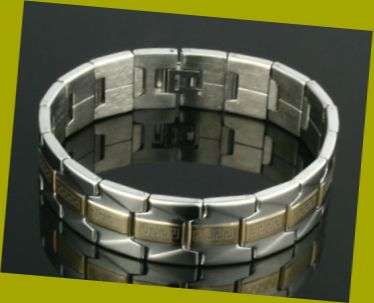 TWO TONE STAINLESS STEEL MENS BRACELET