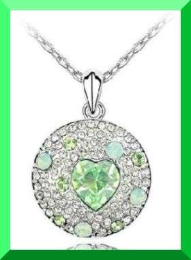 ALLURING GREEN CRYSTAL HEART PENDANT & CHAIN