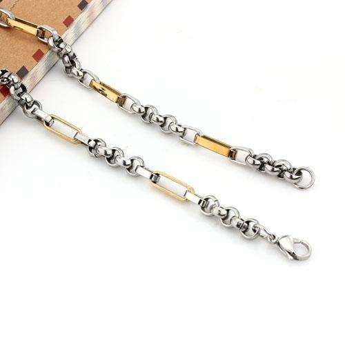 SOLID STAINLESS STEEL TWO TONE CHAIN NECKLACE - 6 X 520mm