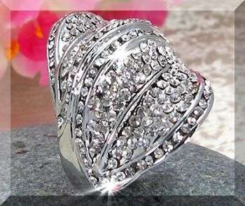 *R1* - DAZZLING 18K WGP CLEAR TOPAZ RING - SIZE : 9