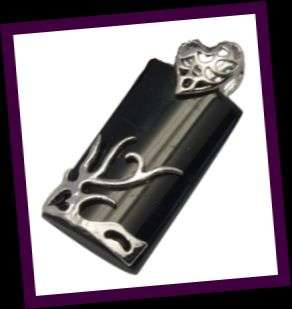 NATURAL BLACK AGATE GEMSTONE PENDANT