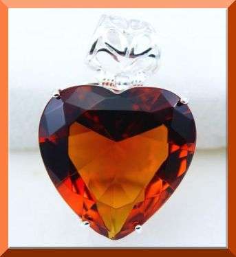 * Free Chain*  GOLDEN BRAZIL CITRINE 925 SILVER PENDANT