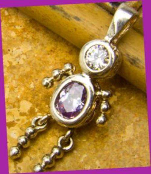 CUTE SOLID 925 STERLING SILVER AMETHYST BOY PENDANT