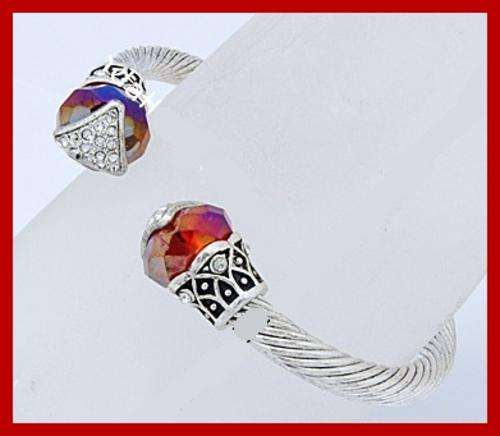 UNIQUE SILVER RED CRYSTAL DIAMANTE BRACELET