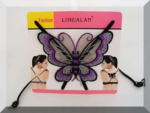 PURPLE & BLACK BUTTERFLY ADJUSTABLE BRA STRAPS