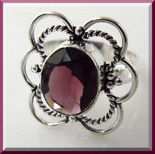 DIVINE GARNET 925 SILVER EP RING - SIZE : 8.25