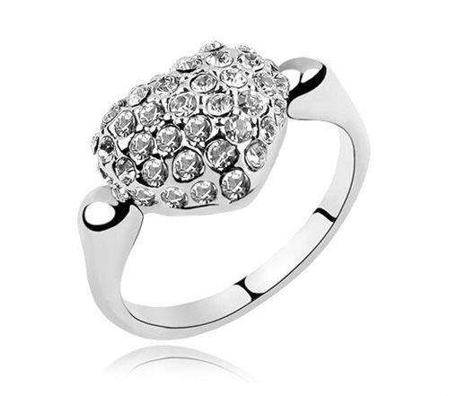 PRETTY 18K WGP CRYSTAL HEART RING - SIZE: 5