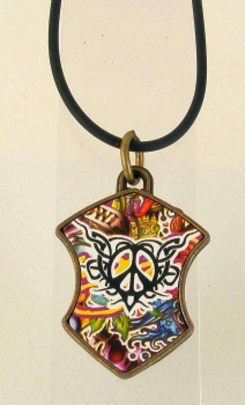COLOURFUL "TRIBAL" PENDANT ON CORD NECKLACE