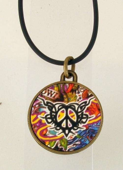"TRIBAL" CIRCLE PENDANT ON CORD NECKLACE