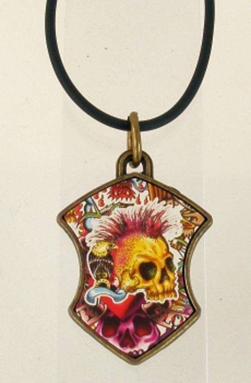 "PUNK SKULL" PENDANT ON CORD NECKLACE
