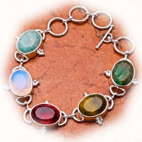 *R1* - EXQUISITE MULTI-GEMSTONE 925 SILVER EP BRACELET
