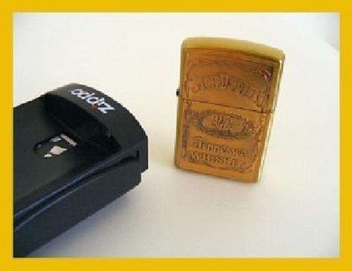 BRASS "JACK DANIELS" ZIPPO LIGHTER WITH CASE
