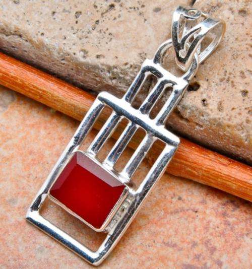 *R1* - SOLID 925 STERLING SILVER CARNELIAN PENDANT