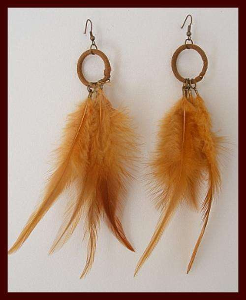 TRENDY TAN FEATHER EARRINGS