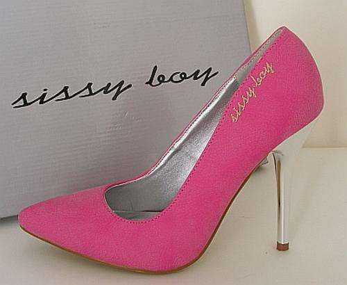 PINK SHOES WITH SILVER HEELS FROM SISSY BOY - SIZE: 5