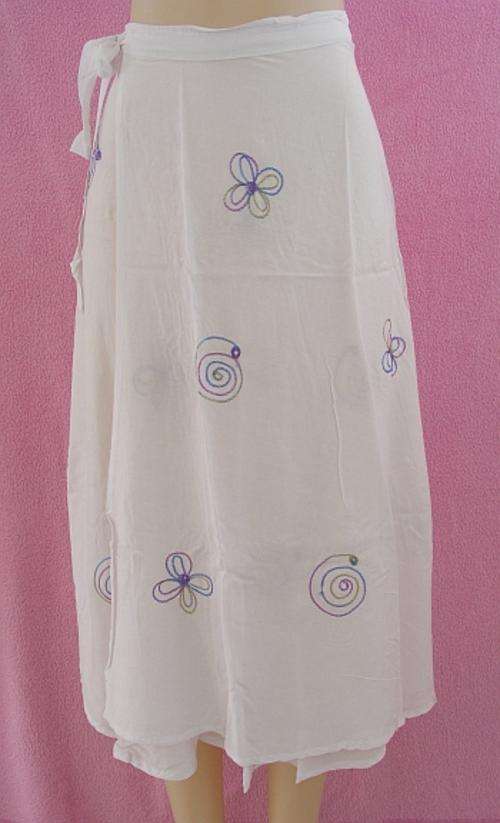 SOFT WHITE EMBROIDERED WRAP AROUND SKIRT