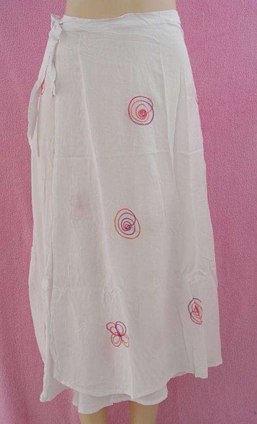 SOFT WHITE EMBROIDERED WRAP AROUND SKIRT
