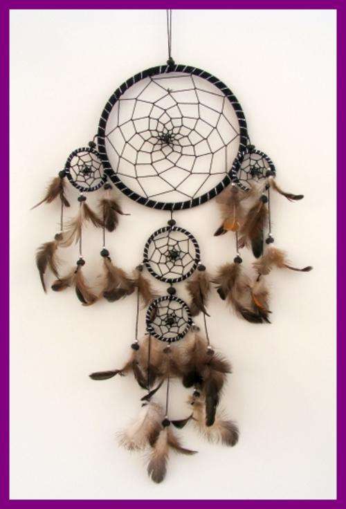 BLACK / SILVER 5 CIRCLE DREAM CATCHER