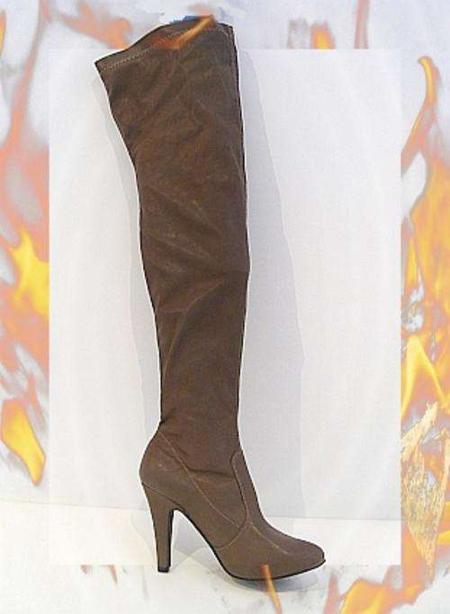 SIZE: 8 - SHOWSTOPPER THIGH HIGH KHAKI BOOTS