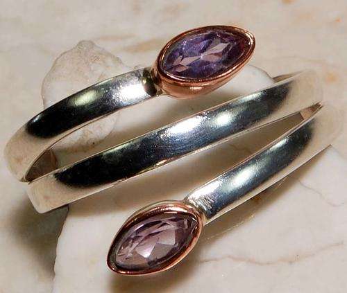 AQUAMARINE SOLID 925 STERLING SILVER RING - SIZE: 10 ADJUSTABLE