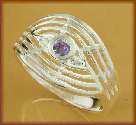 TRENDY 925 SILVER EP AMETHYST RING - SIZE: 8